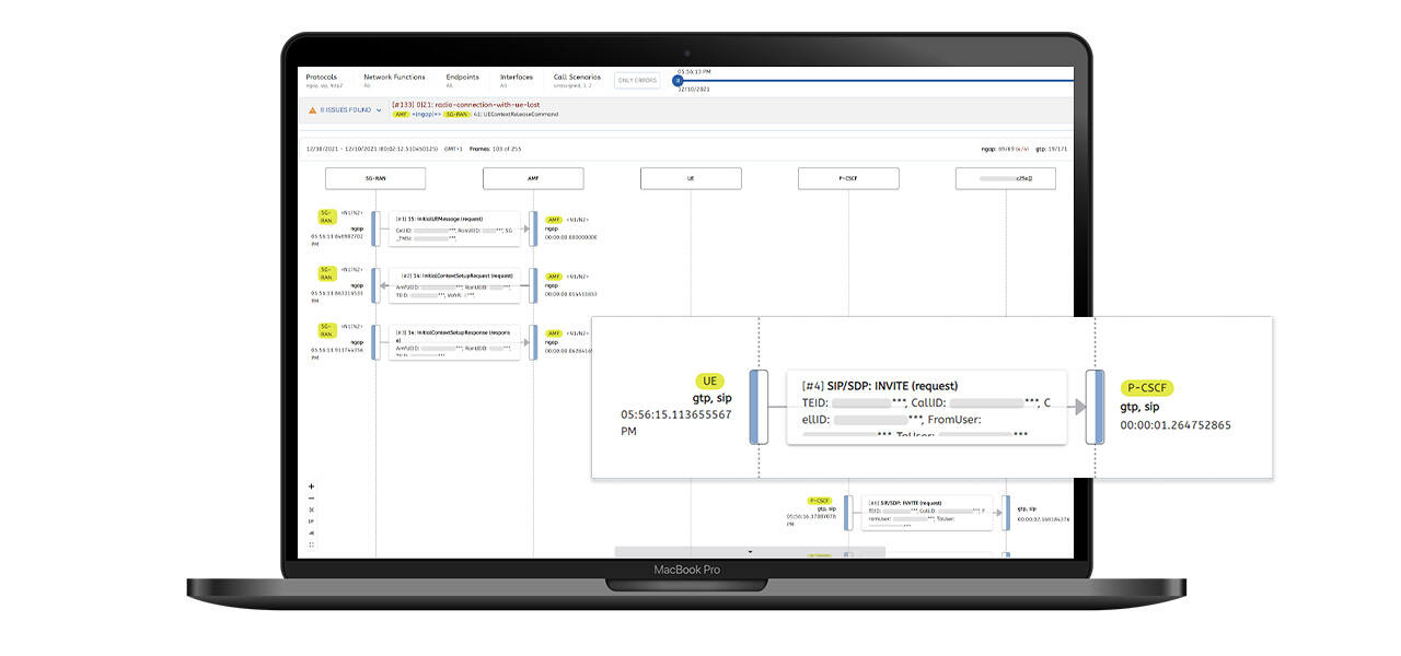 Call Tracer tool - Analyse der Nachrichtenflüsse - logische Gruppiering von NF